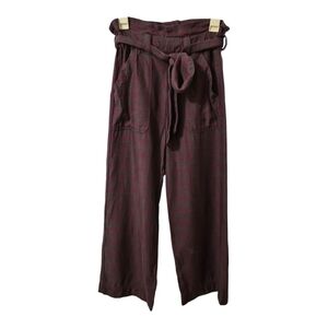 Marine Layer Women’s XS Plaid Belted Wide Leg Crop Pants Purple Red High Rise
